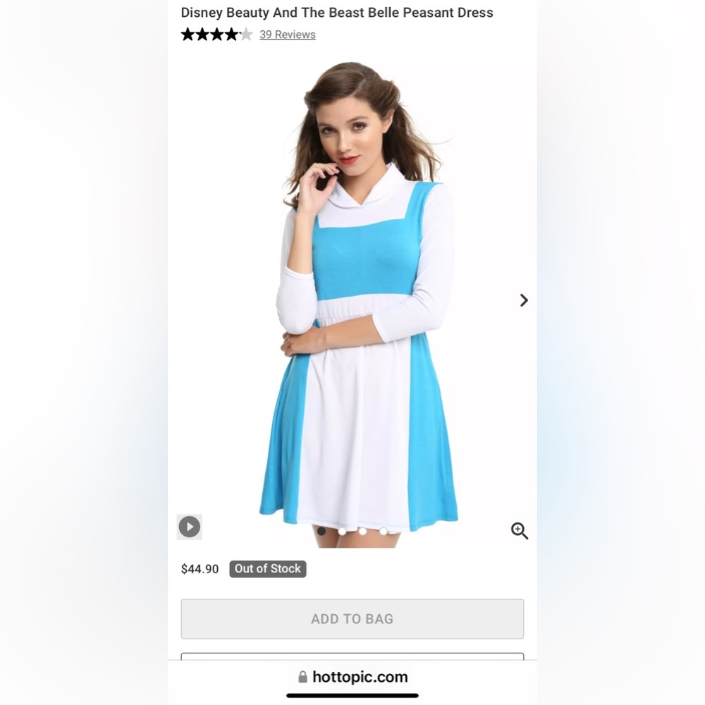 Hot Topic Beauty and the Beast Belle Peasant Dress Halloween character Dress-Up